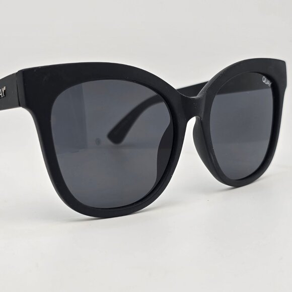 Quay Australia It’s My Way Black Rubber Frame Smoke Grey Lens Cat Eye Sunglasses - Picture 10 of 16